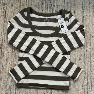 Hollister long sleeve top with stripes - olive green